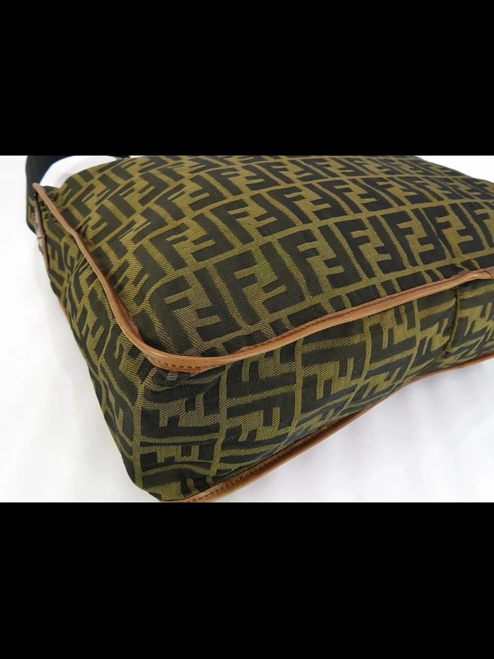 Fendi Olive & Brown FF Logo Messenger Bag